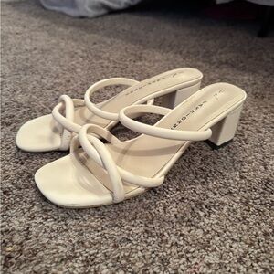 Women's Cream Heeled Sandals